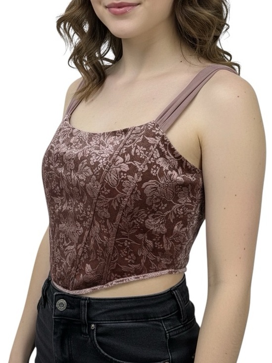 Altar'd State Tops - Altar'd State Dusty Rose Floral Satin Crop Top size L